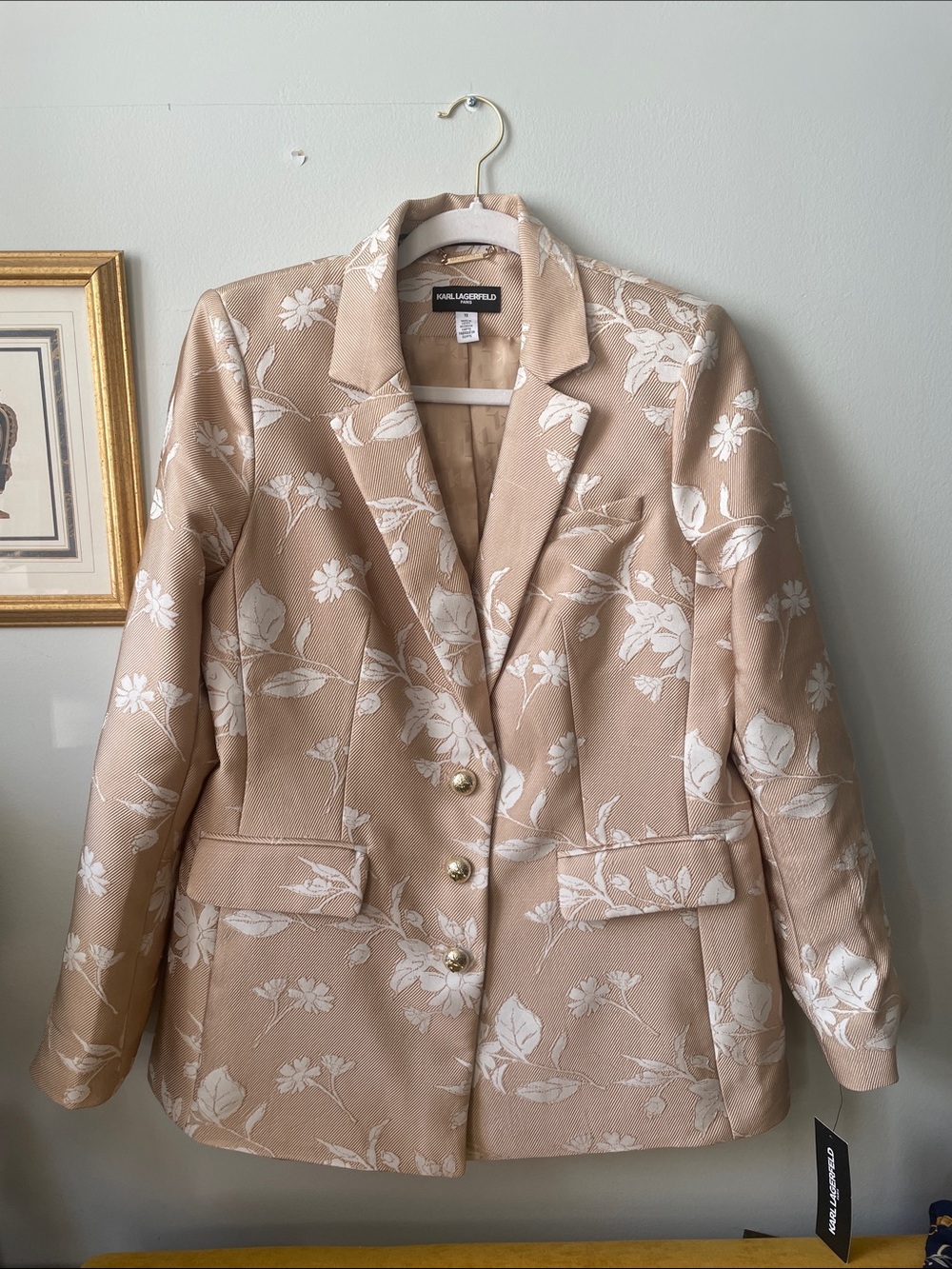 Karl Lagerfeld Beige and White Floral Blazer